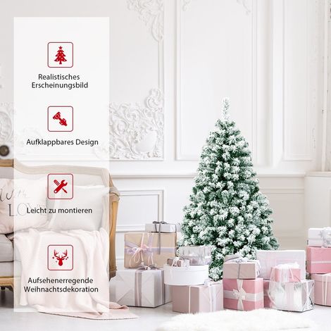 135 cm kunstlicher weihnachtsbaum mit lichtern und schnee