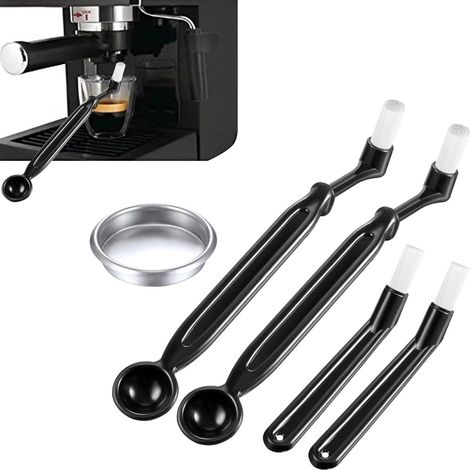 5 pièces de café de Nettoyage brosses-Outils Ensemble de Nettoyage de la Machine à café rétrolavage Filtre métallique Aveugle 58 mm pour la tête de Groupe Machine à Espresso(Noir) (1/5)