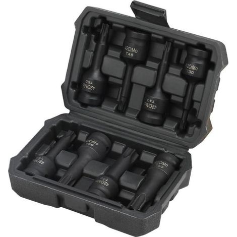 Schlagschrauber Torx Nüsse Set 8-teilig, T30-T80, CR-MO, mit Koffer (1/5)
