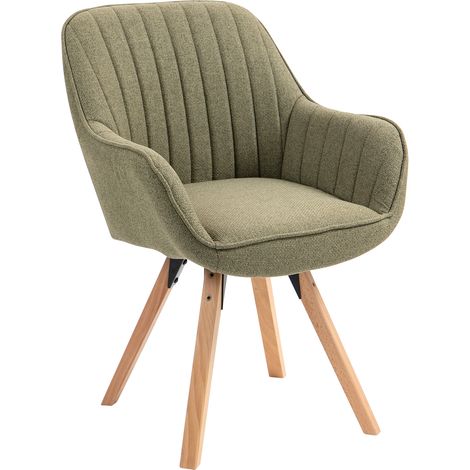 MEUBLES COSY Silla de comedor giratoria escandinava CARSON en tela verde (1/5)