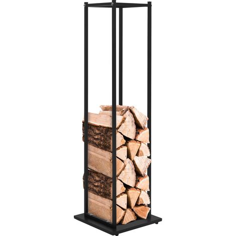 ML-Design Rastrelliera Porta Legna 33x115x33 cm Scaffale Verticale in Acciaio Nero per Interno Esterno Resistente alle Intemperie Supporto in Metallo per Legna da Ardere da Soggiorno Camino Salotto (1/5)