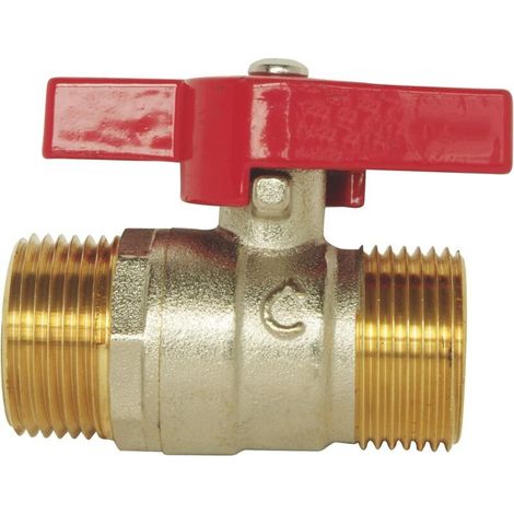 Kugelhahn aus Kupfer, 1 Zoll, Wasserhahn mit Außengewinde, zweiteiliger Kugelhahn mit doppeltem Außengewinde, dicke Kupferventil (1/4)