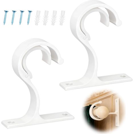 2 supports de tringle à rideau, alliage d'aluminium, 6x8cm, pour tringles 26-28mm, charge 30kg, noir (1/5)