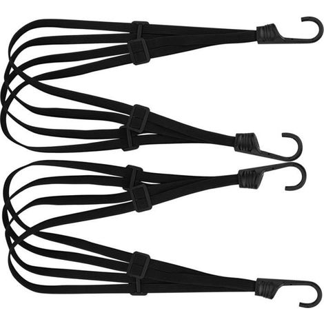 Tendeur Velo - 60cm - 2 Pièces - Crochets Réglables - Sangle Élastique Noir (1/4)