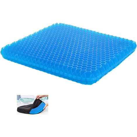 Atmungsaktives Gel-Sitzkissen, weiches Stützkissen mit rutschfestem Bezug, komfortables Design, ideal für langes Sitzen, geeignet für Auto, Büro, Zuhause und den täglichen Gebrauch (42 x 37 x 3 cm+) (1/4)