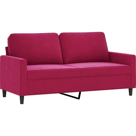 Canapé  Sofa à 2 places Rouge bordeaux 140 cm Velours (1/5)
