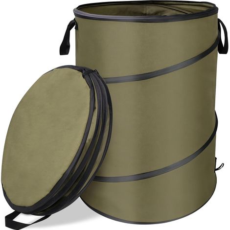 Poubelle de camping pliable, Vert,poubelle d'extérieur popup de 30 gallons pour la collecte des mauvaises herbes, feuilles (1/5)