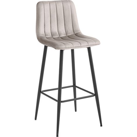 Tabouret de bar - leobert - pozza - velours beige foncepieds noirs - 43 x 49 x 104 cm 211770203 (1/3)