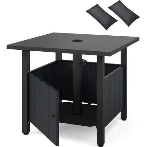 Tavolino esterno foro ombrellone 48 cm base 2 sacchetti sabbia Tavolino giardino Nero