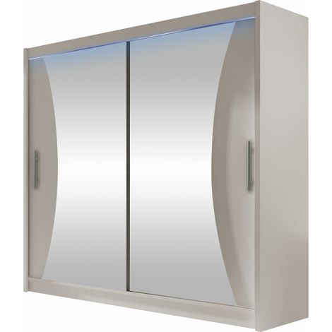 Armario Closico Pallor V, Cachemira, 215x180x57cm, Puertas de armario: Correderas, Número de estantes: 5, LED