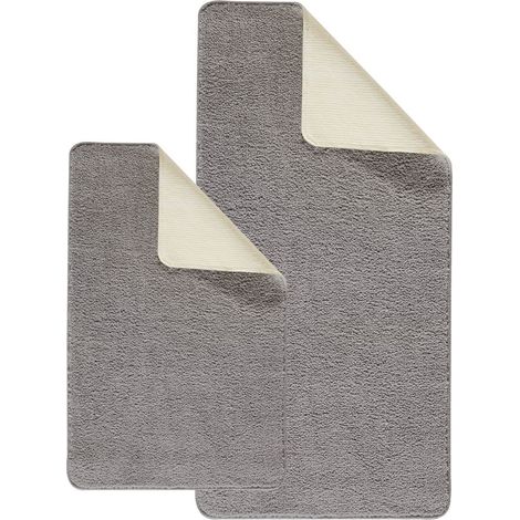 Lot de 2 tapis de bain polyester 60x120cm + 50x80cm 60x120cm (1/2)