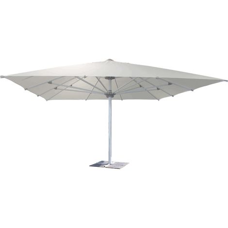 Ombrellone grande da giardino 5x5 mt con palo centrale telescopico in alluminio e telo in poliestere Sagitta - White (1/4)