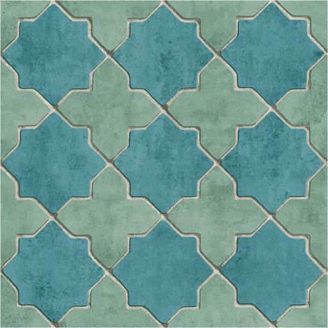 Graphic wallpaper wall Profhome 374214 non-woven wallpaper slightly textured with graphical pattern matt blue green beige 5.33 m2 (57 ft2) (1/5)