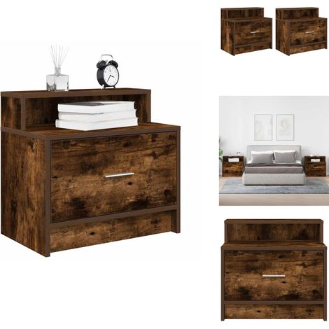 Nachttische mit Schublade 2 Stk. Räuchereiche 51x31x47 cm - Nachttisch - Nachttische - Nachtschrank - Nachtkonsole (1/5)
