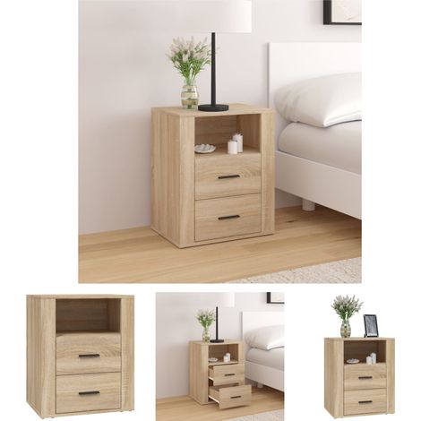 Nachttisch mit Schubladen - vidaXL Nachttisch Sonoma-Eiche 50x36x60 cm Holzwerkstoff - Nachttisch mit Fach (1/5)