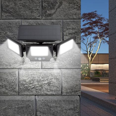 Faretto Solare Triplo Led 6500k 360lm Sensore di Movimento e Crepuscolare