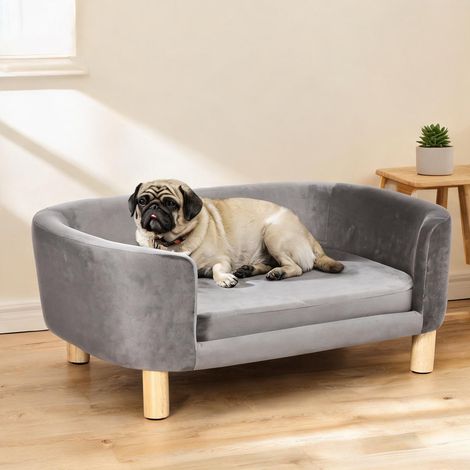 Couchage pour chien cinzento en poliéster 86 x 55 x 33 cm (1/5)