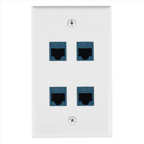 Blaue 4-Port-Ethernet-Wanddose für Cat7/6/6A/5/5E-Kabel, kompatibel mit RJ45-Steckern, ideal für Heim- und Büronetzwerke, robuste Ausführung, einfache Installation, 1 Stück pro Packung. (1/5)