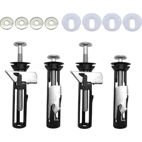 Kit de fixation pour abattant de WC (4 pièces), fixations rapides pour charnières supérieures, boulons pour abattant de WC, remplacement facile des abattants de WC (1/5)