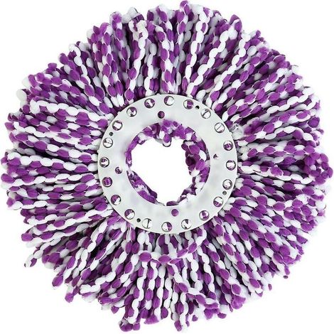 Lot de 2 têtes de balai rondes en microfibre de rechange pour rotation universelle à 360°, ultra-absorbantes pour parquets - Compatibles avec le nettoyage à sec (1/5)