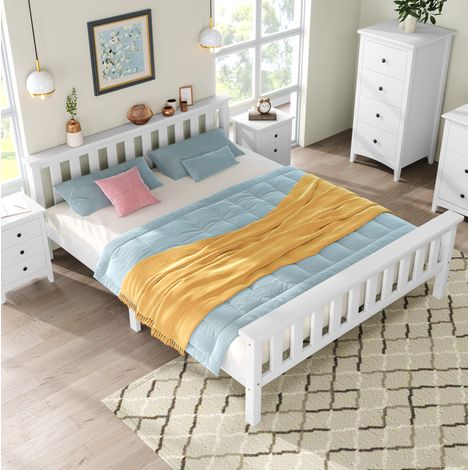 MEUBLIV Bett 140x200 cm weiß – mit Lattenrost, ohne Matratze (1/5)