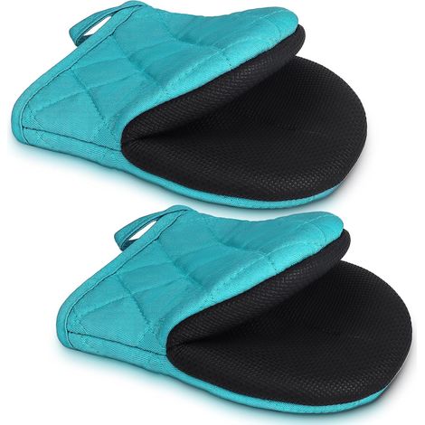 Guanti da forno corti in materiale sintetico effetto silicone, resistenti alle alte temperature (500 ℉), con impugnatura antiscivolo e anello per appenderli. (1/5)