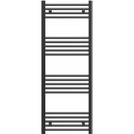Radiateur Porte-Serviettes de Salle de Bain Granitan Breno 50x130 cm Noir Design en Acier avec Connexion Basse et Option de Résistance Électrique (1/5)