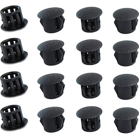 Bouchons ronds en plastique (noirs, 8mm), 20 pièces, couvercles de trous de meubles, couvercles de trous en plastique, bouchons de perçage pour serrures de trous de meubles (1/4)