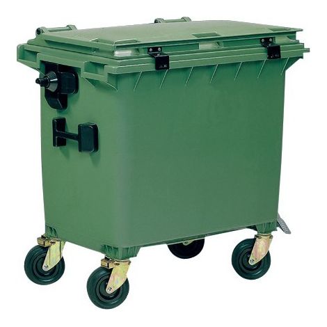 Contenedor basurero 660 l con tapa verde