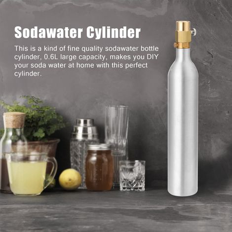 Bouteille cylindrique de 0,6 L pour eau gazeuse, haute pression, avec adaptateur de remplissage pour soda (filetage CGA320).