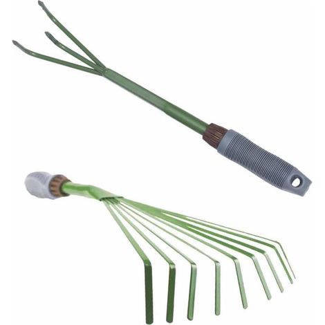 2 pièces Outils de Jardinage Râteau Portable Multifonctionnel pour Sol et Jardin Pratique et Ergonomique (1/5)