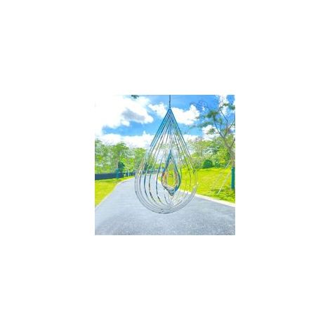 3D Wind Spinner en Acier Inoxydable Intérieur Extérieur Décor Partie Cinétique Yard Art Décorations 3D Artisanat Ornements Métal 11.8 Pouces 3D en Forme De Goutte d'eau Suspendu Wind Spinner