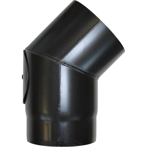 Sivac – Coude à 45° avec trappe acier noir – Raccord fumisterie Ø 130 – Déviation efficace pour conduits de fumée