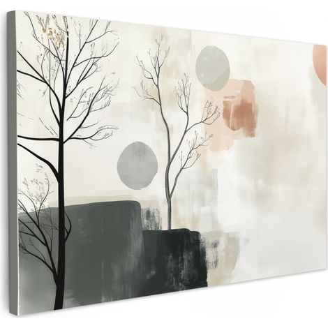 TABLEAU SUR TOILE Wabi sabi - Beige - Plante Toile Peinture Grand Format XXL 150x100 cm