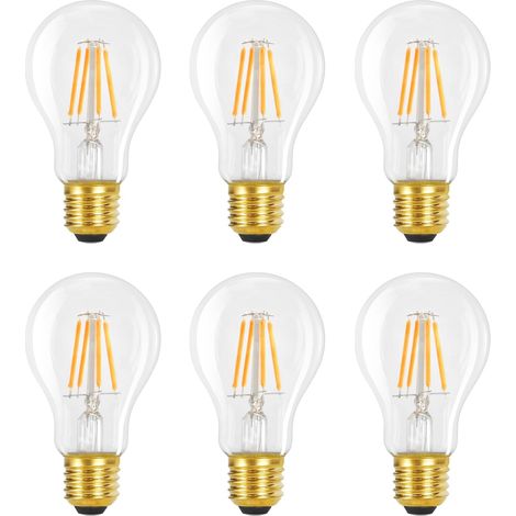 GBLY 6 pezzi lampadine LED E27 Vintage Edison A60 4W 2700K, luce calda, filamento retrò, risparmio energetico per la casa, caffè