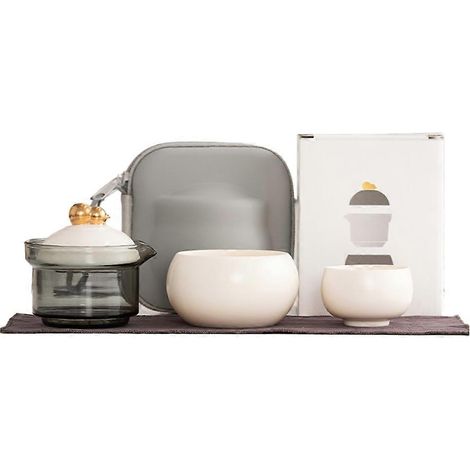 Céramique thé lot pour voyage includes 1 théière, 2 tasses et carrying sac idéal pour extérieur et business trips B (1/5)