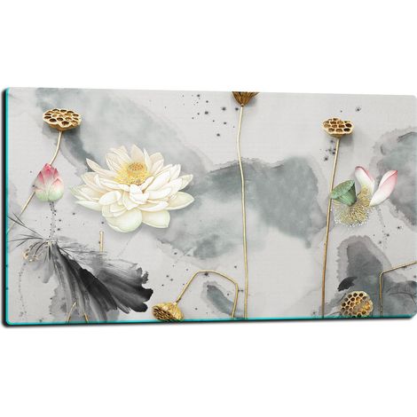 PLAQUE DE PROTECTION EN VERRE POUR CUISINIÈRE 80x52 FLEURS (1/5)