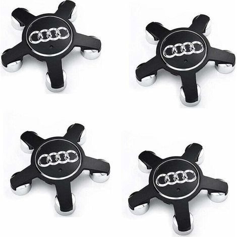 Set of 4 Wheel Emblem Hubcaps 4f0601165 N, For 135mm Wheel Trims for Audi (Black) (1/5)