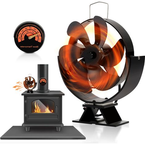 TolleTour Kaminofen Ventilator StoveFan Hitzebetrieben Gebläse Stromloser mit Thermometer (1/5)