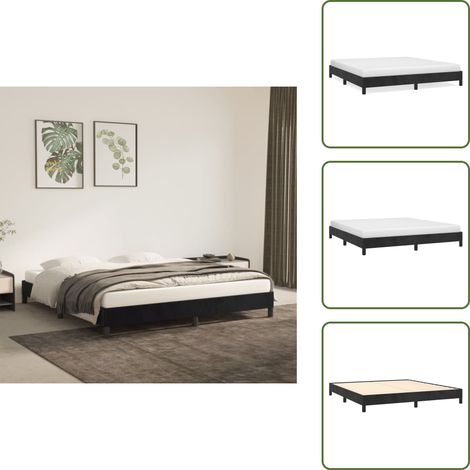 Bettgestell ohne Matratze Schwarz 180x200 cm Samt - Samtbettwäsche - Doppelbett - Boxspringbett - Bettrahmen Schwarz - Bettgestell (1/5)