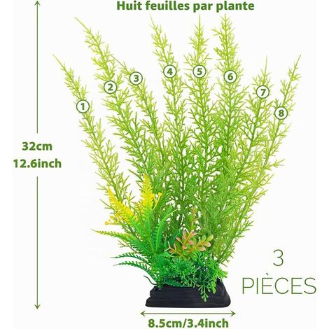 Accessoires pour aquarium - Grandes plantes vertes - Décoration d'aquarium - Plantes en plastique (1/2)