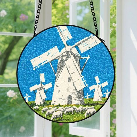 Suspension en vitrail, attrape-soleil artistique en verre, décoration porte intérieure, cadeau Fête des Mères pour femme, maman, sœur, tante 20 cm (1/5)