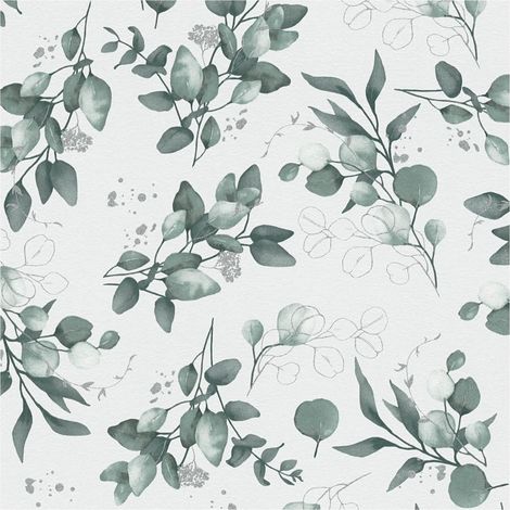 Country style wallpaper wall Profhome 397682 non-woven wallpaper smooth with floral ornaments and metallic highlights white green silver 5.33 m2 (1/5)