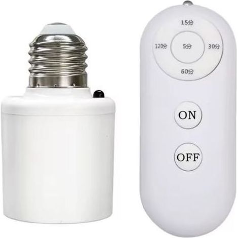 Douille de lampe avec interrupteur à minuterie intelligent sans fil et télécommande, douille de lampe multifonctionnelle 220V E27. (1/5)