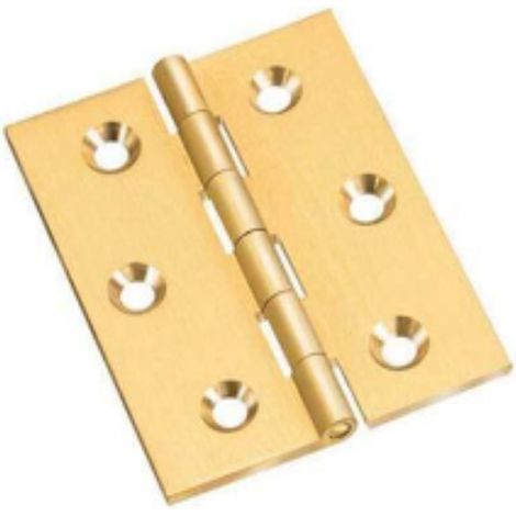 2 PEZZI - CERNIERE SEMILARGHE 50x40MM -CON PERNO FISSO - IN OTTONE LUCIDO