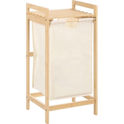 Cesta para la ropa sucia desmontable y lavable de tela beige para el baño marrón claro Torotal (1/5)