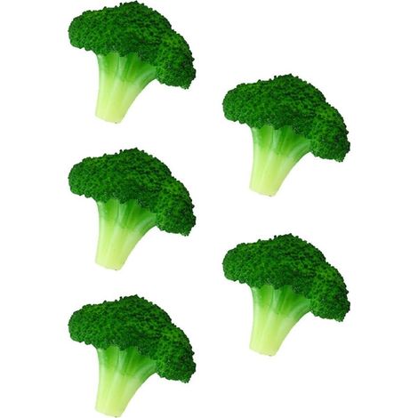 Lot de 5 Brocolis Artificiels Réalistes en Plastique Accessoires Photo Décoratifs Modèles de Brocoli pour Décoration Maison Buffet et Vitrine Légume Artificiel Solide (1/5)