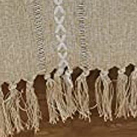 Chemin de table rétro, élégant, tissé à la main, en coton et lin, avec franges, pour les mariages et la décoration intérieure, jaune (1/5)