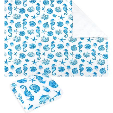 Waterproof Mattress Protector, Waterproof Mattress Protector for Children, Potty Training Bed, Washable 87 x 99 cm/34 x 39 cm, Seahorses (1/5)