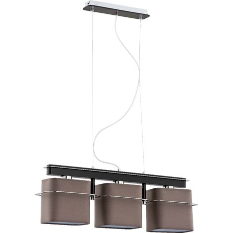 Suspension Alfa SYDNEY brun chromé 3xE14 abat-jour carré (1/4)
